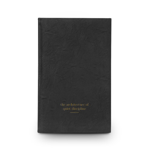Solitary Hours Journal | Black Vegan Leather Lined Notebook, Gold Engraved, 112 Pages, Gift for Her