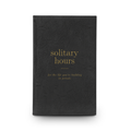 Solitary Hours Journal | Black Vegan Leather Lined Notebook, Gold Engraved, 112 Pages, Gift for Her