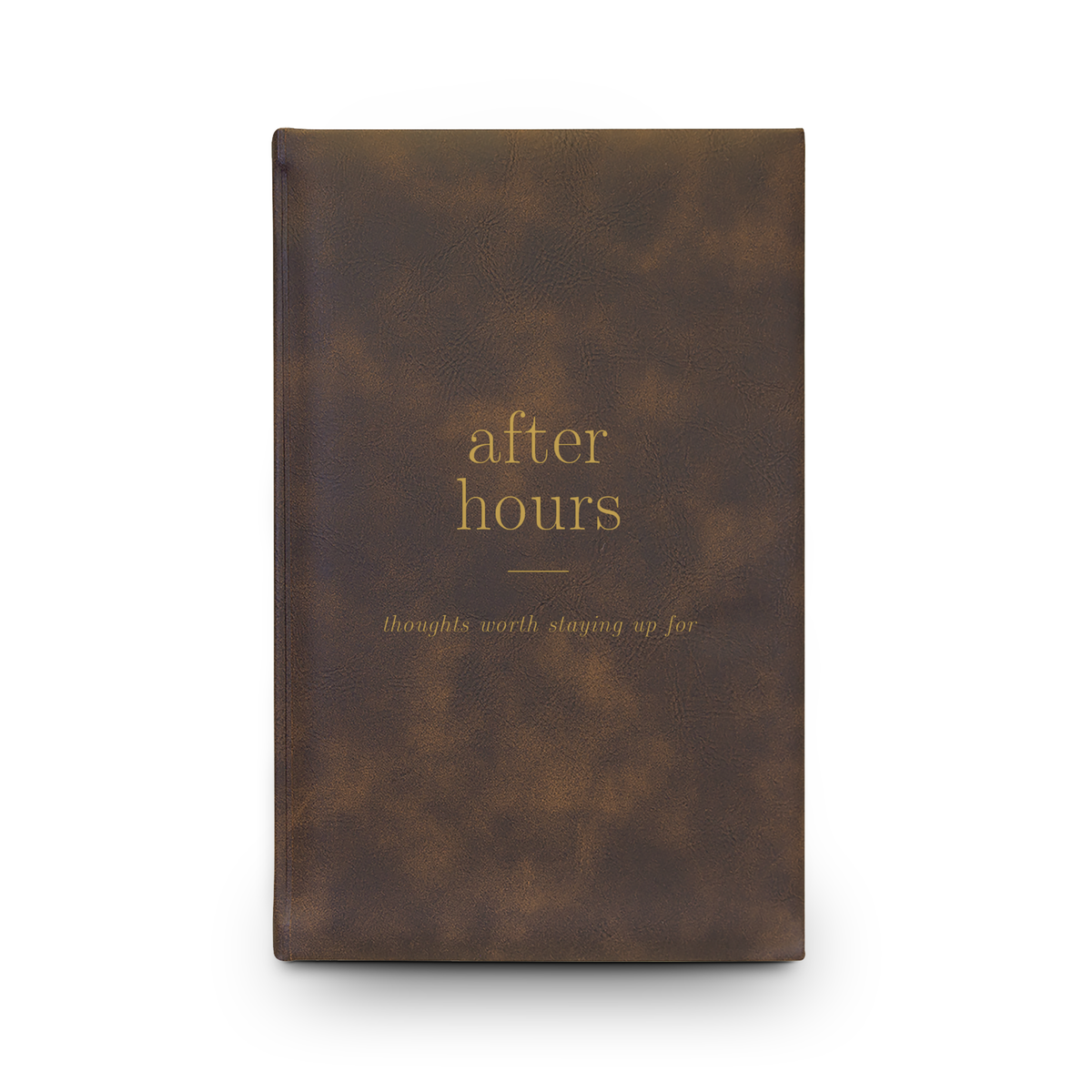 After Hours Journal | Rustic Brown Vegan Leather Lined Notebook, Gold Engraved, 112 Pages, Gift for Her