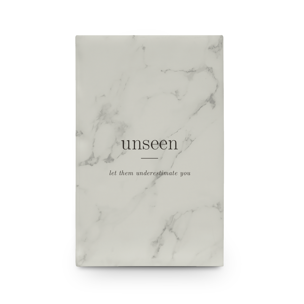 Unseen Journal | White Marble Vegan Leather Lined Notebook, Engraved, 112 Pages, Gift for Her