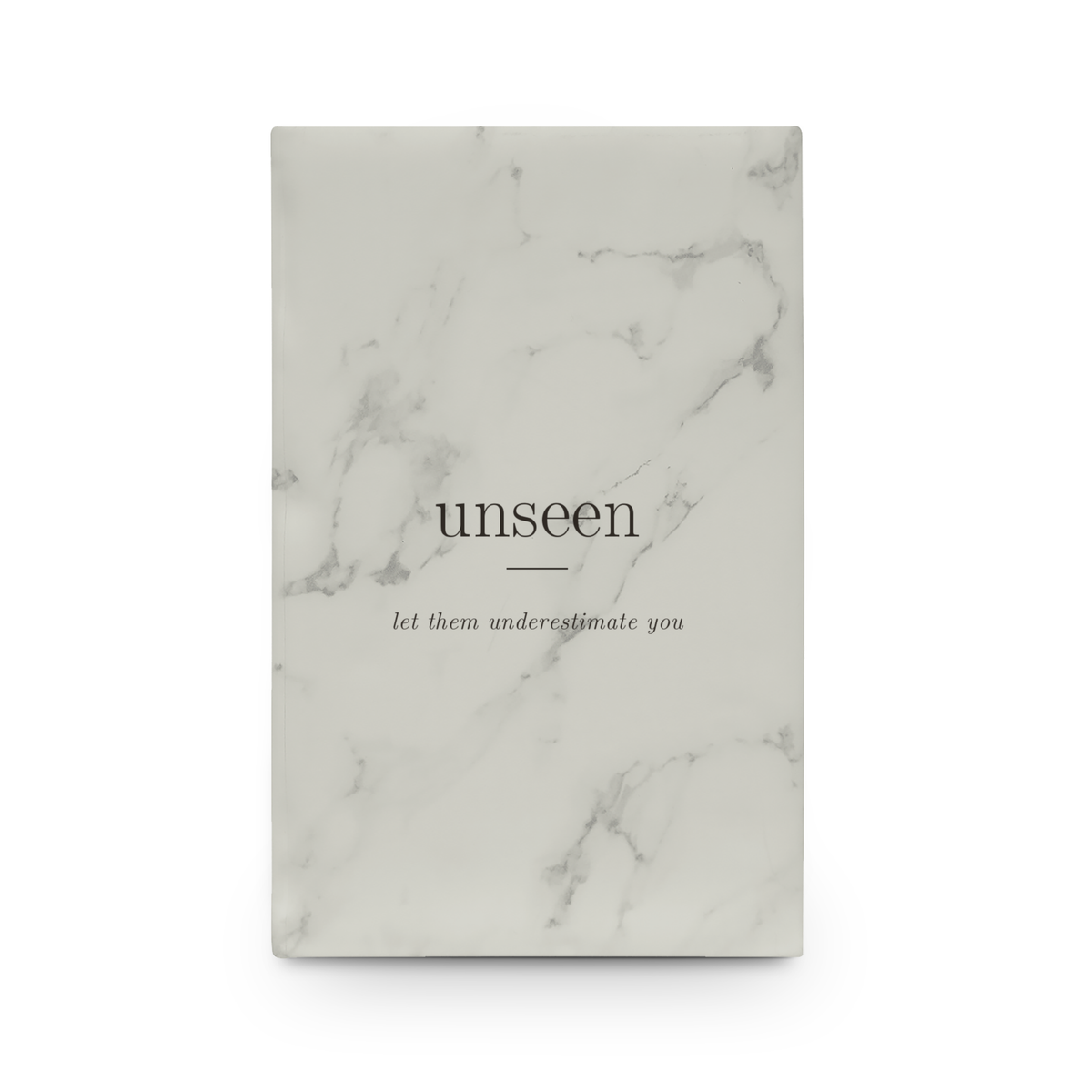 Unseen Journal | White Marble Vegan Leather Lined Notebook, Engraved, 112 Pages, Gift for Her